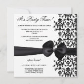 Bowed Floral Damask Afstuderen Invite [Black] Kaart (Achterkant)