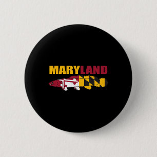 Bowfin Fish - Maryland State Flag Gevist Ronde Button 5,7 Cm