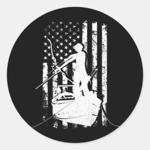Bowfish  Kijk naar de Amerikaanse vlag jacht Ronde Sticker