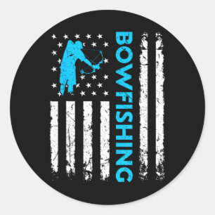 Bowfishing US Flag Gevist Bowfish Hunter Ronde Sticker
