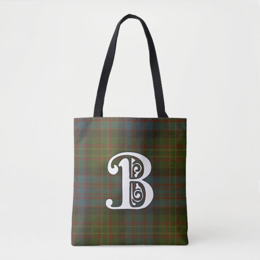 Bowie Clan Tartan Monogram Tote Bag (Voorkant)