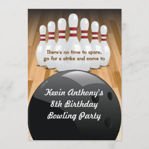 Bowl a Strike Party Invitation Kaart