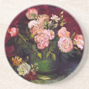 Bowl met pony's en Rozen Van Gogh Fine Art Zandsteen Onderzetter