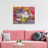 Bowl met zonnebloemen en Rozen van Vincent van Gog Canvas Afdruk (Insitu (Woonkamer))