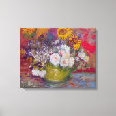 Bowl met zonnebloemen en Rozen van Vincent van Gog Canvas Afdruk (Voorkant)