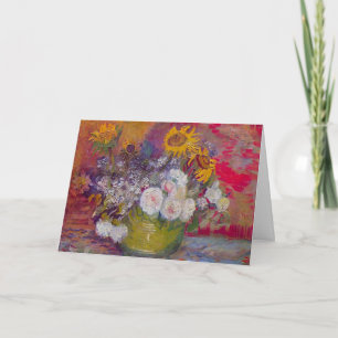 Bowl met zonnebloemen en Rozen van Vincent van Gog Kaart