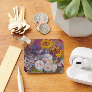 Bowl met zonnebloemen en Rozen van Vincent van Gog Sleutelhanger