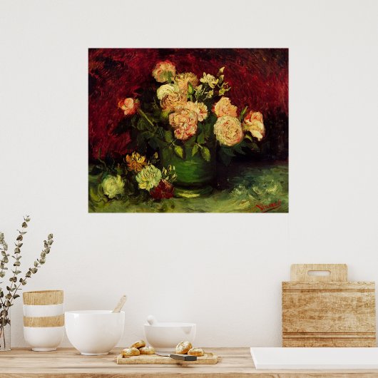 Bowl of Peonies and Rose, Vincent van Gogh Poster (Keuken)