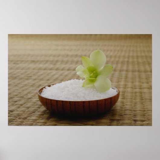 Bowl rijst met een bloem op een tatami-mat poster (Voorkant)