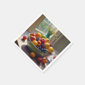 Bowl van fruit op tafel klassieke olieverfschilder servet (Hoek)