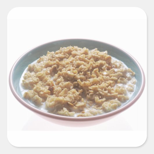 Bowl van havermout vierkante sticker (Voorkant)