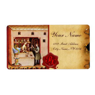 BOWL VAN HYGEIA RED WAX SEAL MONOGRAM ETIKET