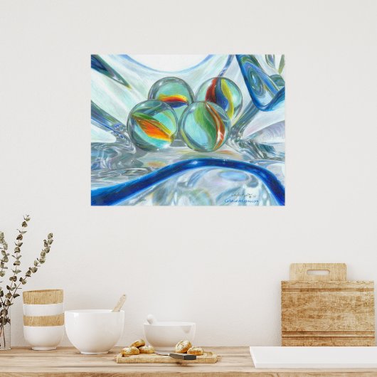 Bowl van Marbles, groot Poster (Keuken)