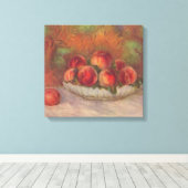 Bowl van Perziken (van Pierre-Auguste Renoir) Canvas Afdruk (Insitu (Houten vloer))