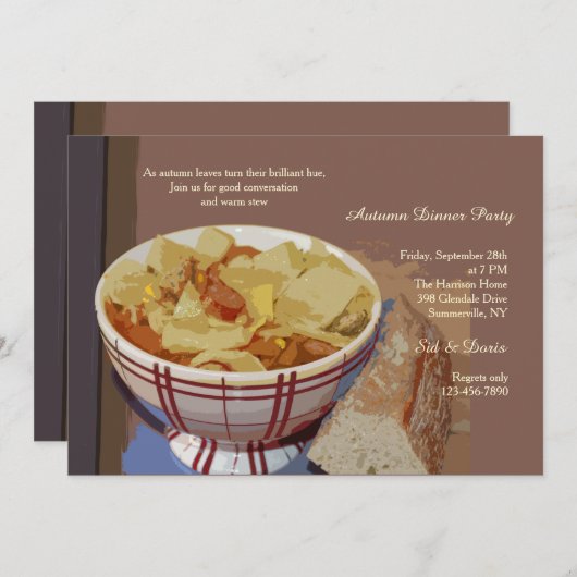 Bowl van Stew Dinner Party Invitation Kaart (Voorkant / Achterkant)