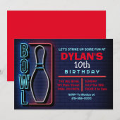 BOWLBALL ROND NEON Anniversaire Fête Invitation (Devant / Derrière)