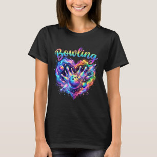 Bowlen hart kleurrijke bowling kegel liefhebbers b t-shirt