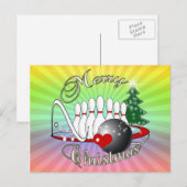 BOWLER/BOWLING MERRY CHRISTMAS FEESTDAGENKAART (Voorkant / Achterkant)