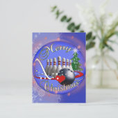 BOWLER/BOWLING MERRY CHRISTMAS FEESTDAGENKAART (Staand voorkant)