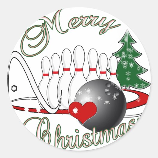 BOWLER/BOWLING MERRY CHRISTMAS RONDE STICKER (Voorkant)