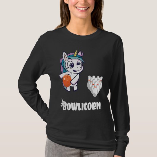 Bowler Bowling Unicorn Strike Bowling Pin Bowling  T-shirt (Voorkant)