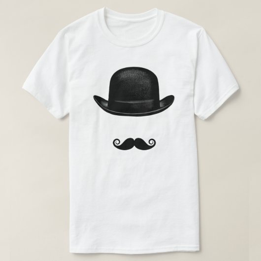 Bowler en Mustache T-shirt (Design voorkant)