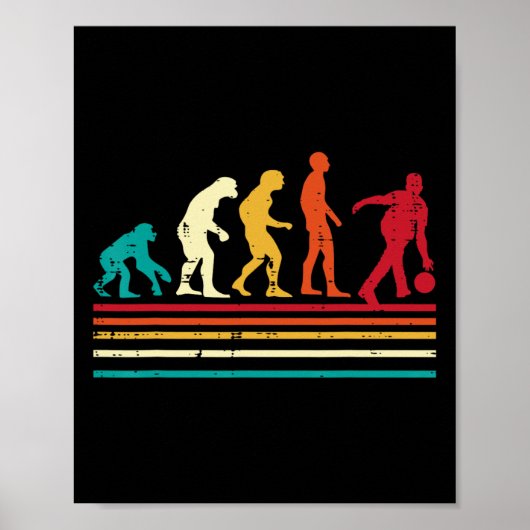 Bowler Evolution Retro Bowling Team Mannen Vrouwen Poster (Voorkant)