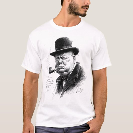 Bowler Hat & Pipe – Ink Caricature Portrait T-shirt (Voorkant)