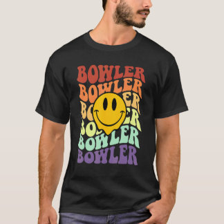 bowler retro glimlach gezicht bowlingteam t-shirt