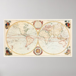  Bowles Pocket Map van de wereld Poster