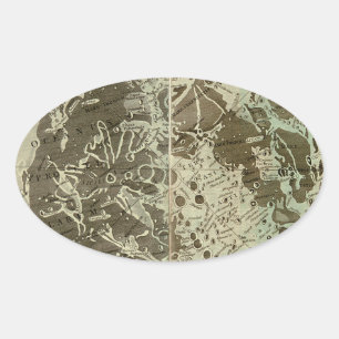 Bowles' Selenography of a Map of the Moon - 1780 Ovale Sticker