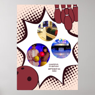 Bowling 11e anniversaire Photo Collage Poster