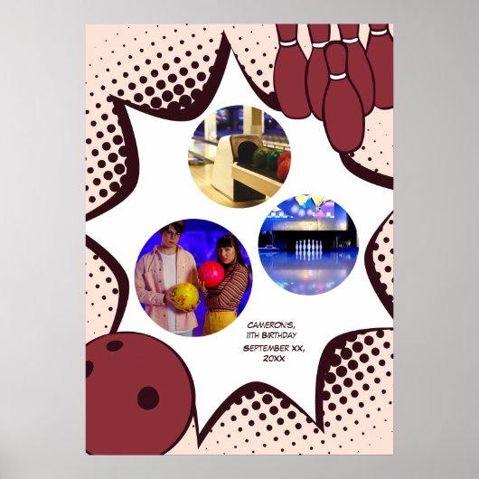 Bowling 11e anniversaire Photo Collage Poster (Devant)