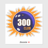 Bowling 300 Club, Blauwe Bowling Bal & Oranje Viny Sticker (Vel)