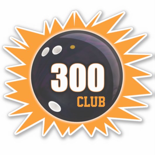 Bowling 300 Club, Bowling Ball & Sinaasappel, Viny Sticker (Voorkant)