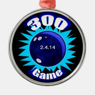 Bowling 300 game, blauwe graphics, metalen ornament