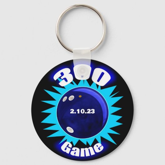 Bowling 300-game Blues Aluminium Sleutelhanger (Voorkant)