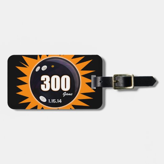 Bowling 300 Game Oranje & Black, Ball Bag, Bagagelabel (Voorkant horizontaal)