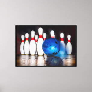 Bowling 300 spel, bowlingbal & 10 kegels canvas afdruk