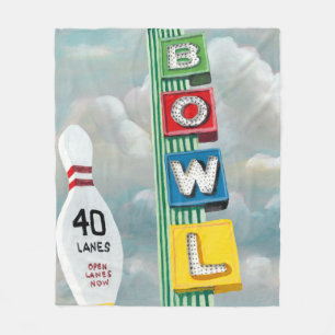Bowling Alley Artwork Fleece Deken