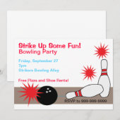 Bowling Alley Party uitnodiging (Voorkant / Achterkant)