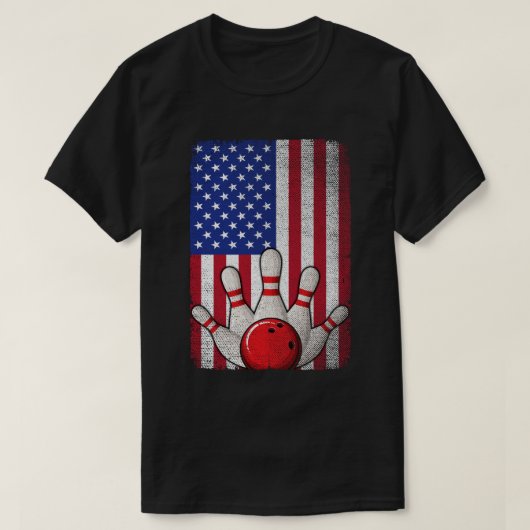 Bowling Amerikaanse vlag 4 juli Voor Bowler T-shirt (Design voorkant)