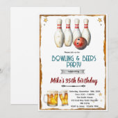 Bowling and beer party Invitation Kaart (Voorkant / Achterkant)