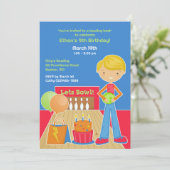 Bowling Anniversaire Fête Appartement Invitation (Debout devant)