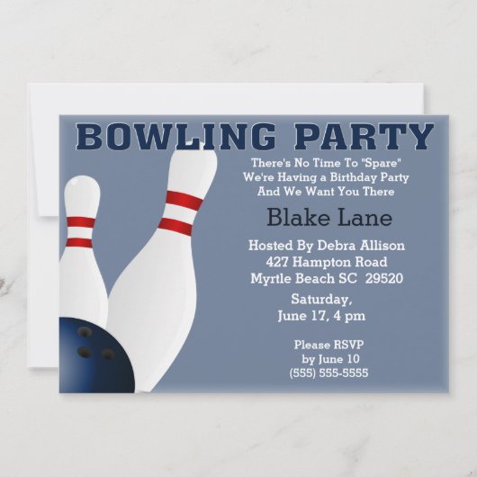 Bowling Anniversaire Fête Invitation (Devant)