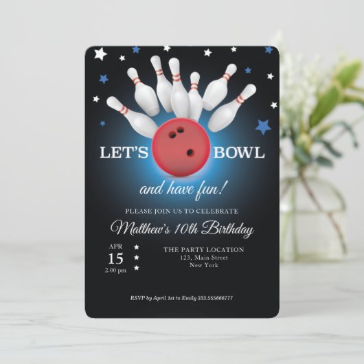 Bowling Anniversaire Fête Invitation (Debout devant)
