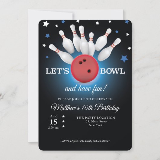 Bowling Anniversaire Fête Invitation (Devant)