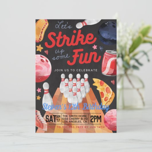 Bowling Anniversaire Fête Invitation (Debout devant)