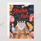 Bowling Anniversaire Fête Invitation (Devant / Derrière)