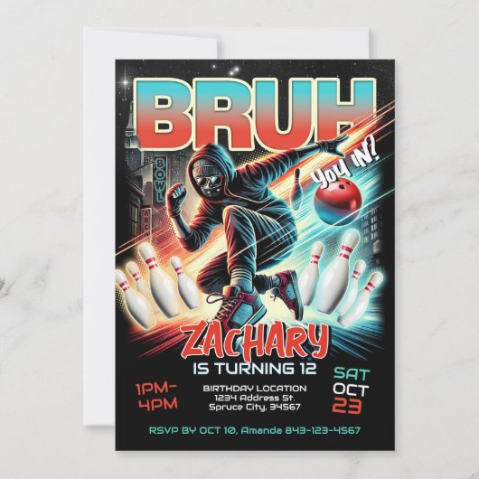 Bowling Anniversaire Fête Invitation (Devant)